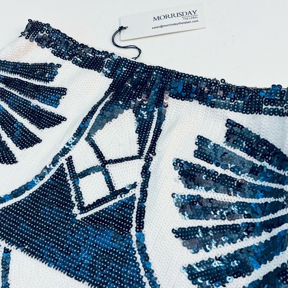 MORRISDAY the LABEL, Sequin Embellished Blue and White Skirt, Size 6, NWT - Picture 3 of 8